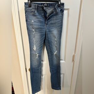 Hollister Women's Distressed Skinny Jeans - Blue